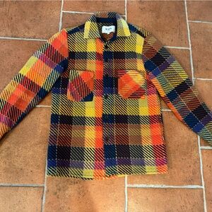 Worn once! Colorful plaid heavy work shirt from Wax London. Size XS